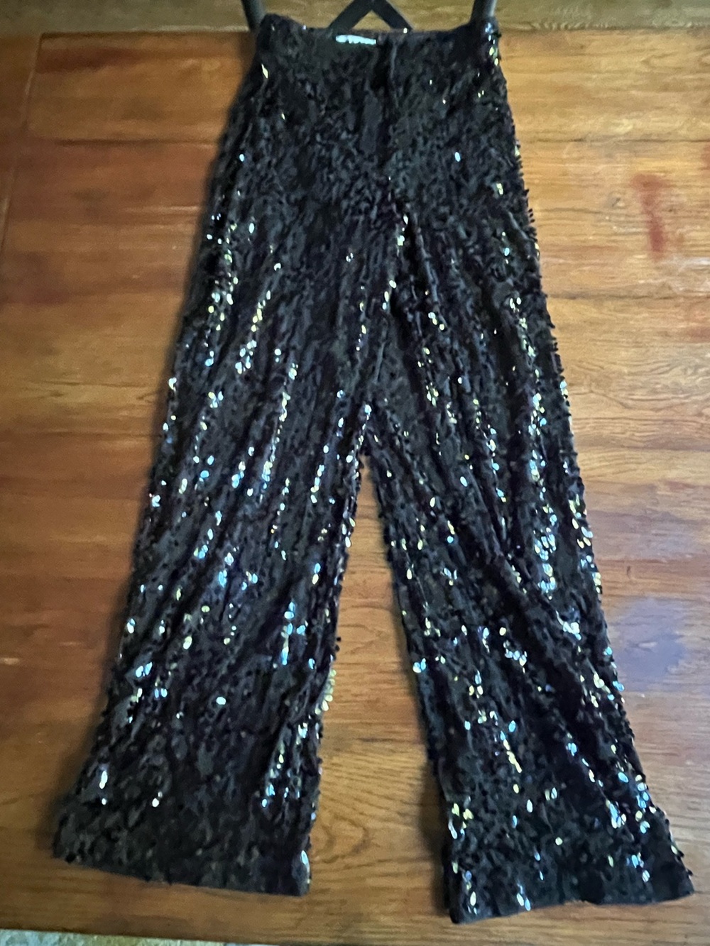 H&M Black Sequin Wide-Leg Party Pants